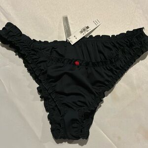 New Victoria’s Secret PINK Bikini Bottom. Ruffle Cheeky (M) Black NWT